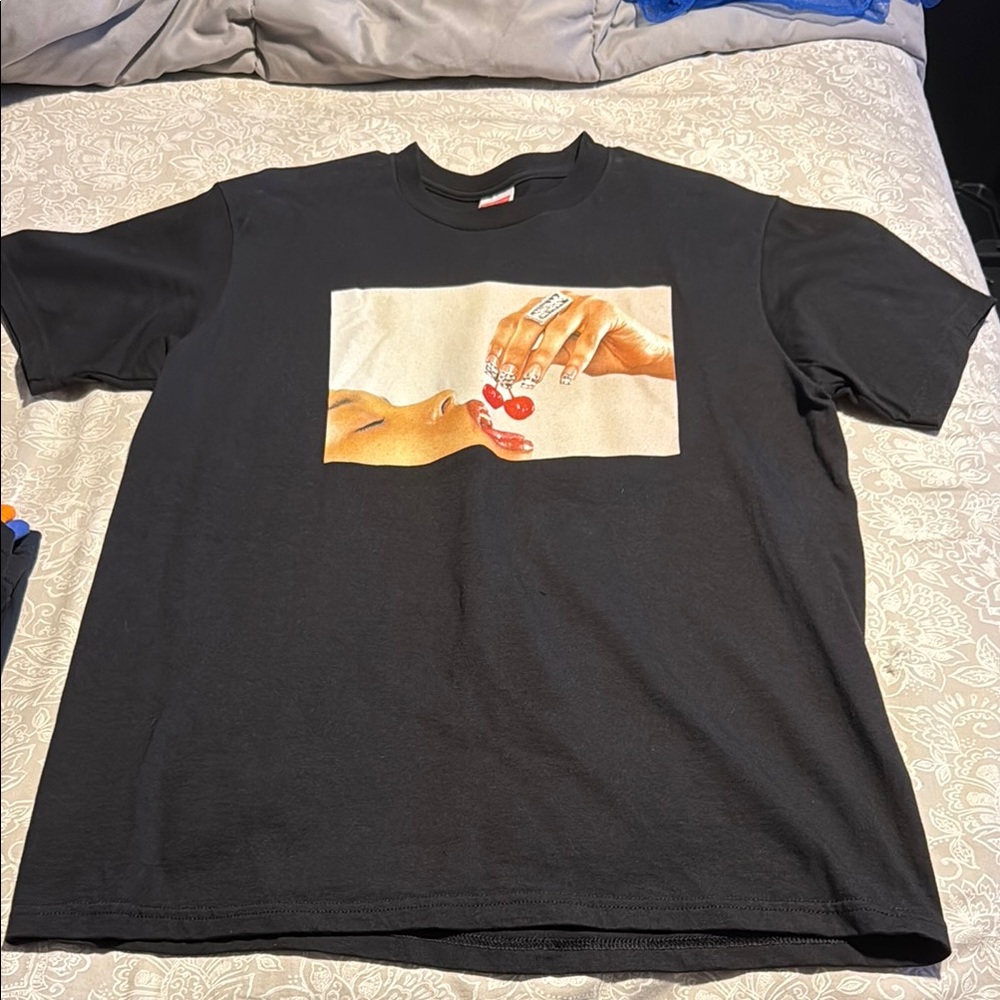 Supreme Black Short Sleeve cherries tee